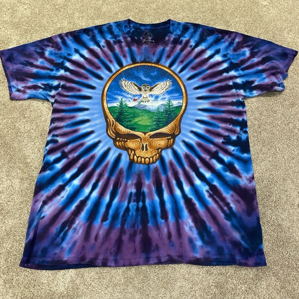 Vintage 2004 Grateful Dead Owl Rose Skull Tie Dye Sundog T Shirt Mens 2XL Garcia